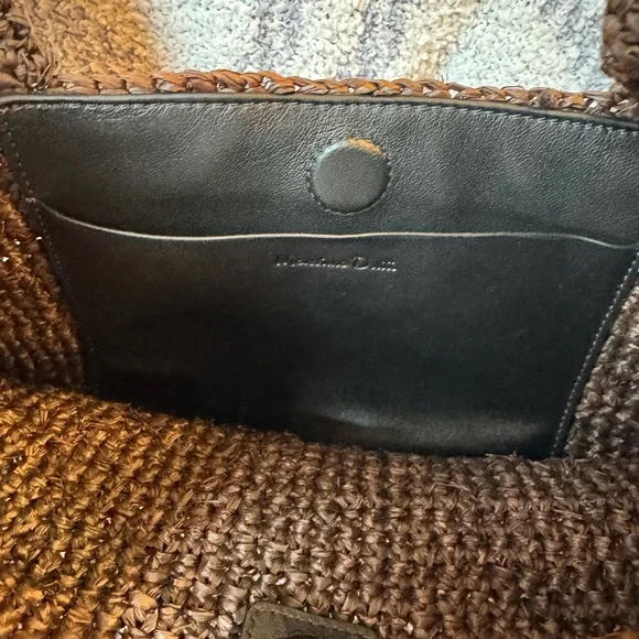 Massimo Dutti Black Raffia Tote